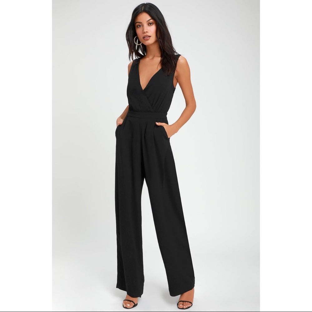 Lulus Kiska Black Lace Wide Leg Jumpsuit